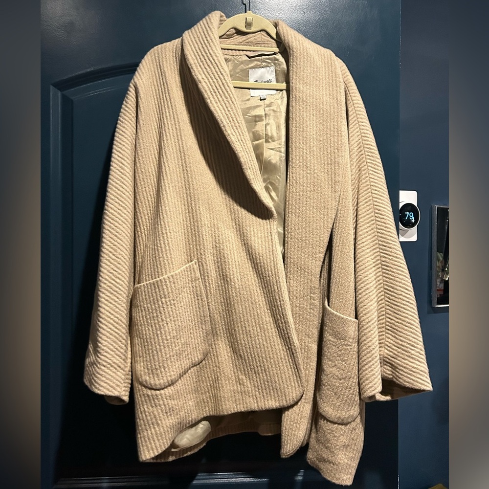 Madewell Camel Ribbed Shawl-Collar Coat